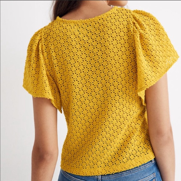 Madewell Texture&Thread Eyelet Flutter Sleeve Top - Picture 2 of 8
